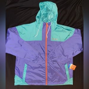 New Columbia Flash Challenger Windbreaker Classic 80s Purple Aqua Mens Size 2XL